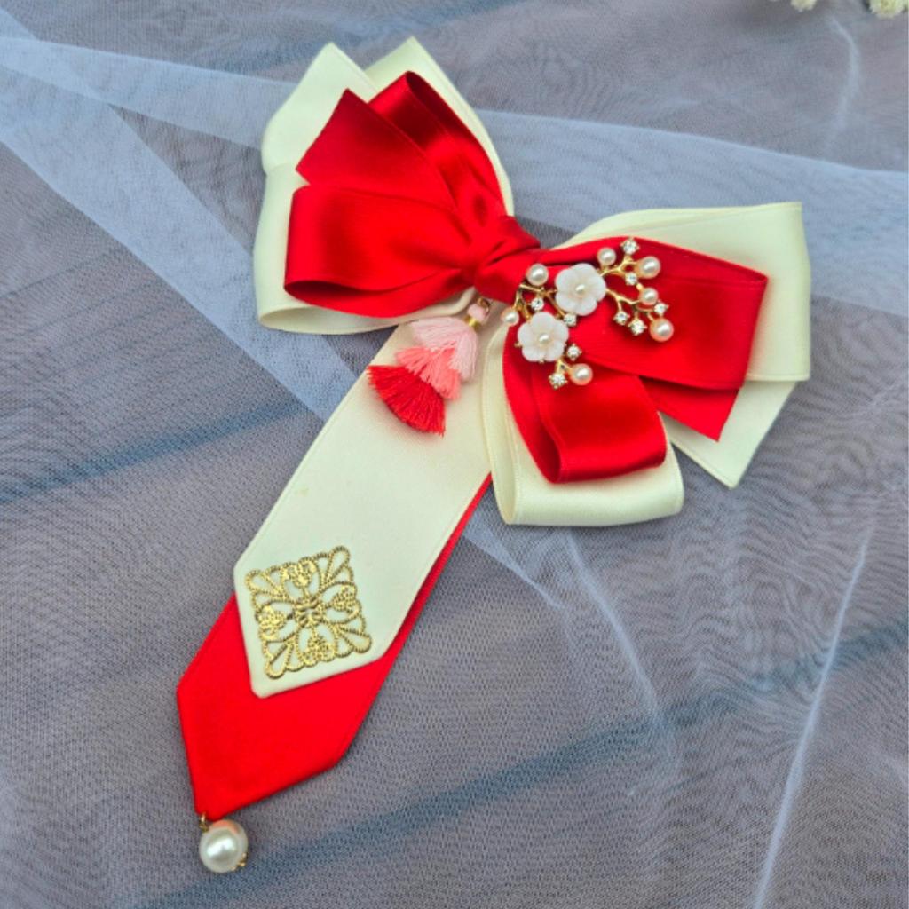 Korean Traditional Handmade Kids Hanbok Hair Pin Ribbon Daenggi (Ribbon Length 20cm)