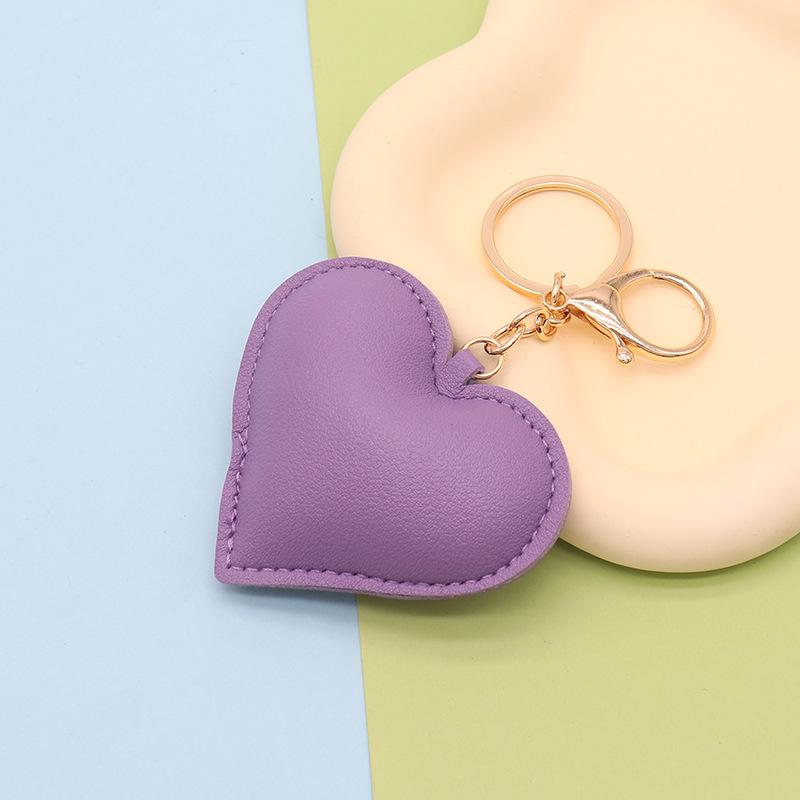 Heart-Shaped PU Leather Keychain - Stylish Accessory for Women's Bags and Car Interior Decor