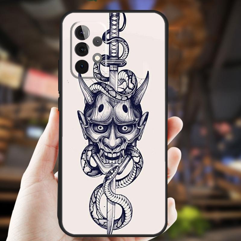 Samurai Oni Mask Case For Samsung Galaxy A26 A54 A14 A36 A16 A33 A56 A15 A55 A53 A35 A22 A32 A52 A34 A05 A06