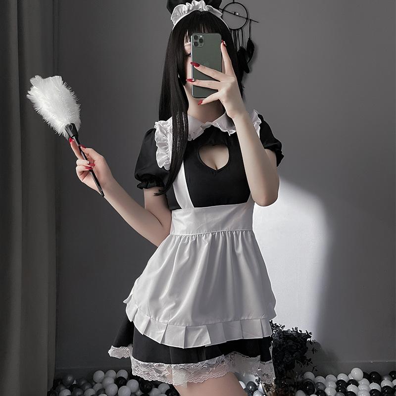 Uniform Seduction Passion Hollow Seduction Maid Dress Cosplay Sweet Lace Little Maid Sex Lingerie Set