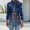 Mote dame casual revers kort 3/4 ermet juleprint skjorte dame knapp opp topper