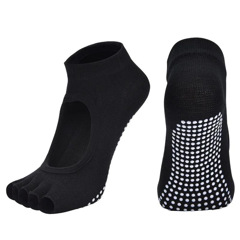 Women Cotton Yoga Backless Five Toe Socks Breathable Anti-Slip Silicone Sport Pilates Socks Gym Fitness Ballet Slippers Dance