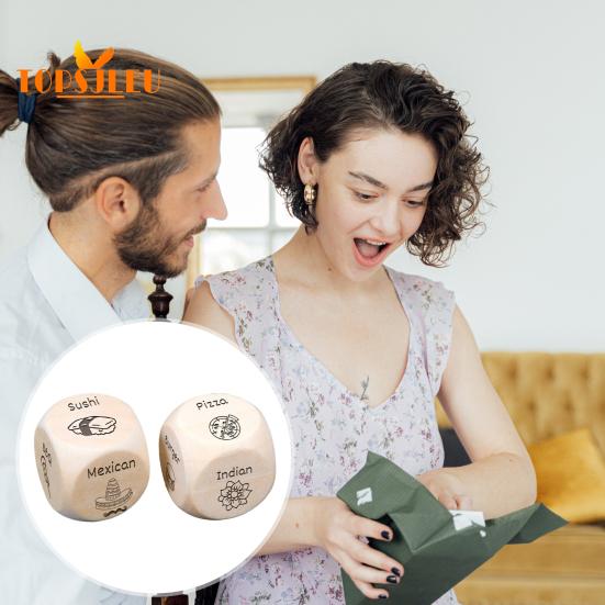 Hračka s kostkami rozhodování o jídle – 2ks, dárky k výročí pro páry, dřevěné, 12 vzorů jídla, kreativní vánoční dárky k narozeninám pro manžela, manželku