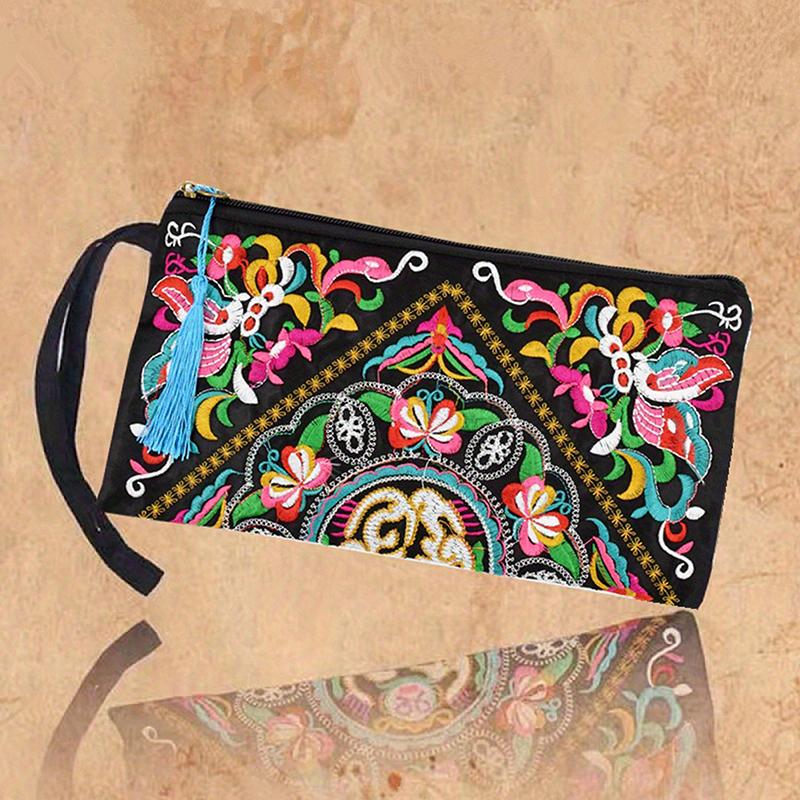 Vintage Ethnic Style Embroidered Clutch Bag Retro Wallet Clutch Bag Female Handbag Dinner Carrying Bags Phone Bags
