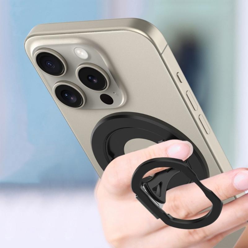 Support Magnétique Portable Rotatif à 360° pour Téléphone avec Béquille Réglable pour Utilisation Mains Libres Accessoires Fixation Sécurisée du Téléphone