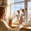 Easy to Apply Glass Stickers Cute Peeking Animal Static Window Clings, Cartoon Cat Dog Wall Stickers, Waterproof Holiday Party Decorations Removable