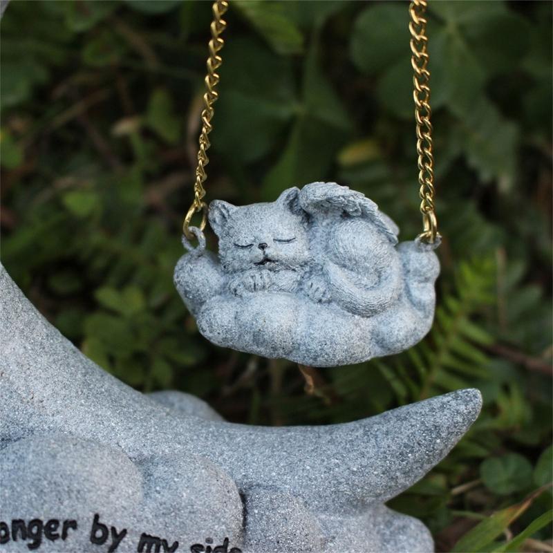Swing On Moon Remembered Pet Memorials Stone Marker for Dogs Cats Pet Grave Headstones Tombstones Loss of Pet Gift