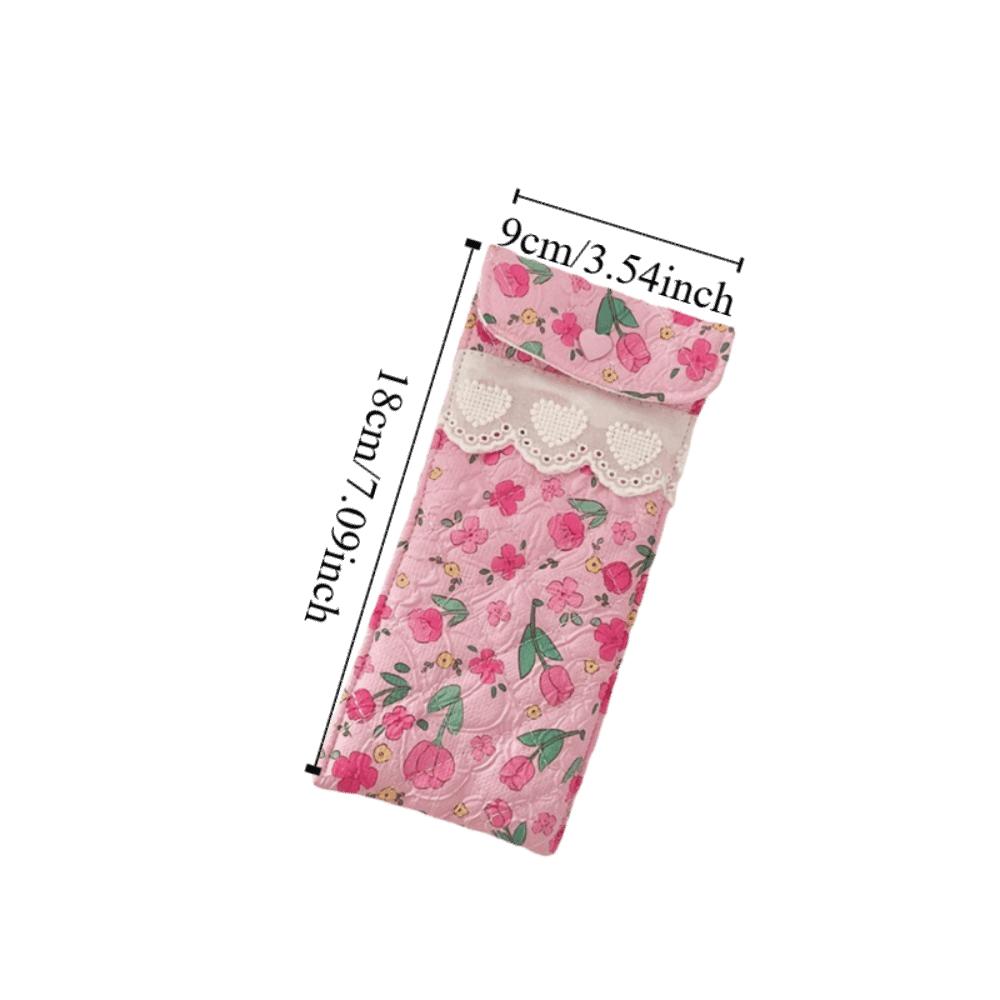 Korean Style Cotton Glasses Storage Bag Lace Heart Sweet Lipstick Bag Multi-Functional Sunglasses Pouch Lovely Eyeglasses Case