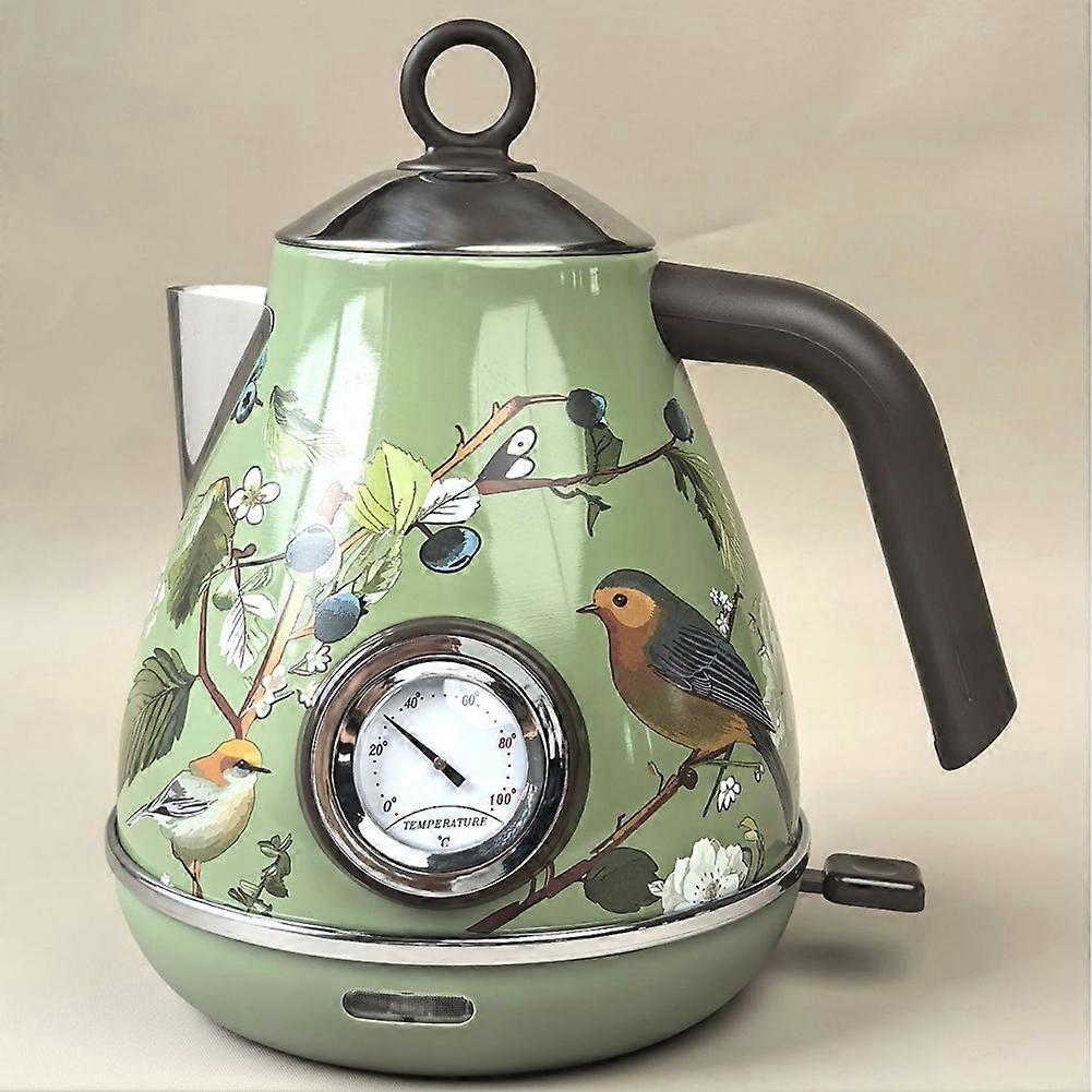 1.7L Retro Electric Kettle 1850W Handmade Decals Auto Power Off Stainless Steel Teapot for Quick Boiling EU Plug