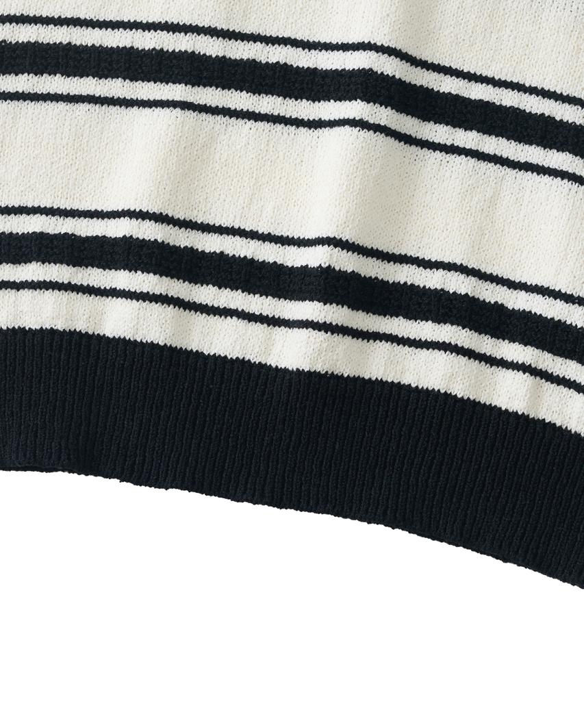 ANALOG MOOD Modern Striped Short Sleeve Knit (Ivory)