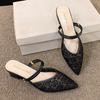 High Heels Spitzschuh Geschlossene Zehe Damen Outdoor-Bekleidung Zwei-Wege Modisches Temperament Einzelne Slipper