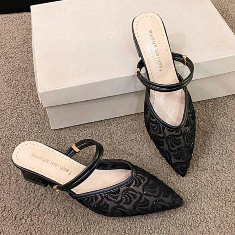 High Heels Spitzschuh Geschlossene Zehe Damen Outdoor-Bekleidung Zwei-Wege Modisches Temperament Einzelne Slipper