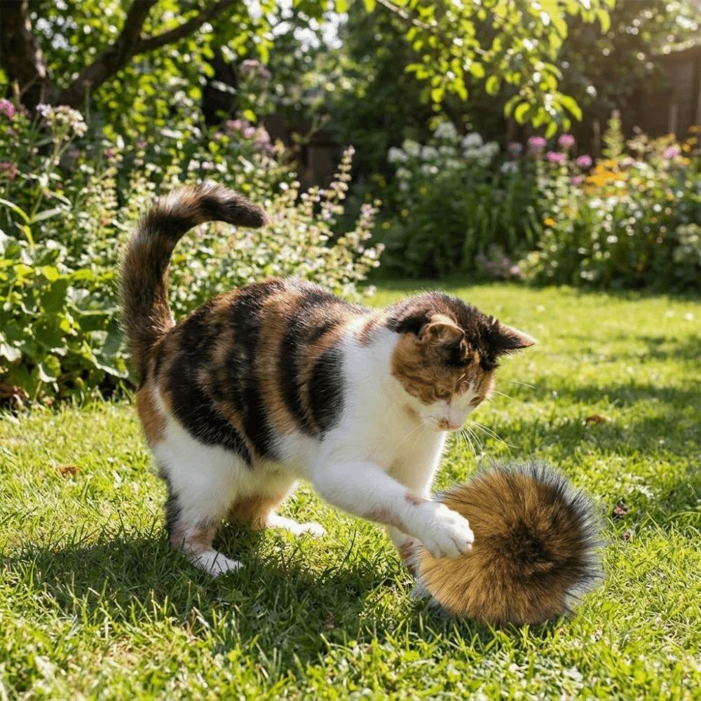 Rabbit Fur Fluffy Pet Toy Bite Resistant Kitten Chew Toys Funny Cat Teaser Ball Small Cat