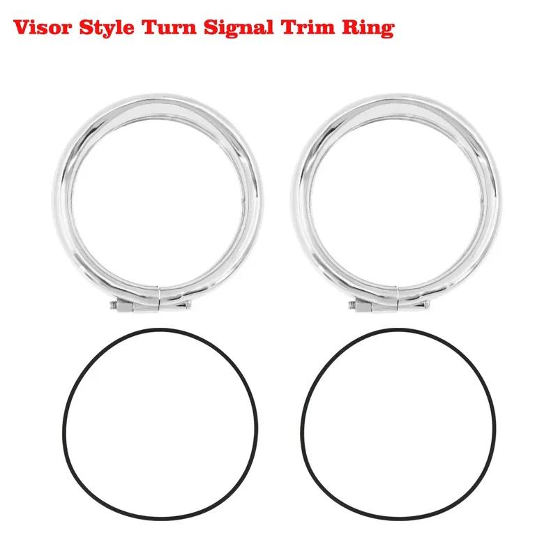 Motorcycle Chrome 7''Headlight Trim Ring+4.5'' Fog Light Cover +Visor Style Turn Signal Trim Ring For Harley Touring FLH Softail