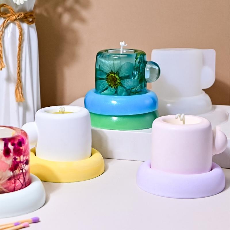 Resin Cup Molds Silicone Candle Cup Molds for Epoxy Resin Making Candle Holder Pencil Cup Storage Tray Home Decoration