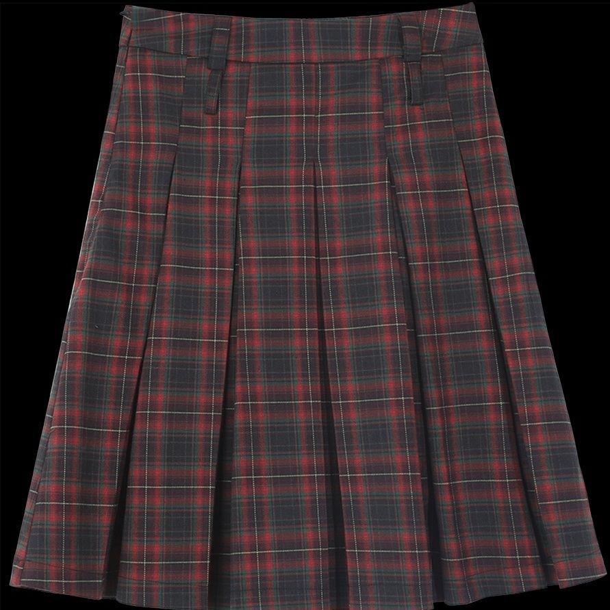 A-line Plaid High-Waisted Women's Woolen Skirt: 2025 Autumn/Winter Design Niche with Pleats