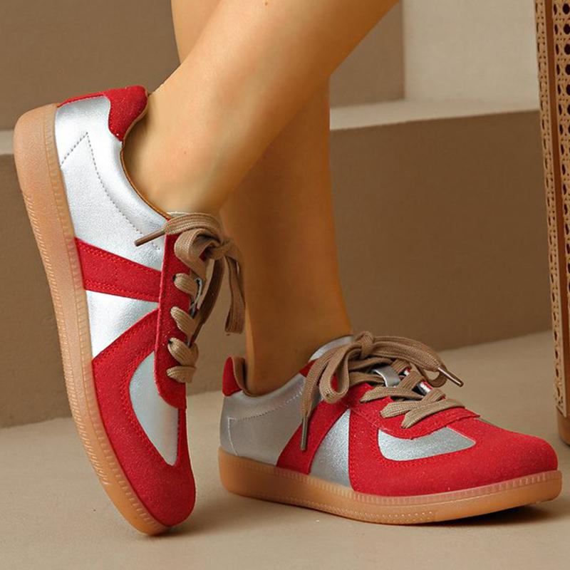 Fashion Casual Mixed Color Sneakers for Women Spring Autumn 2025 All-Match Lace Up Flats Woman Non-Slip Plus Size 35- 44 Shoes Female