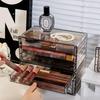 1pc desktop drawer style acrylic transparent black cosmetics storage box desktop stackable office supplies skincare organizer