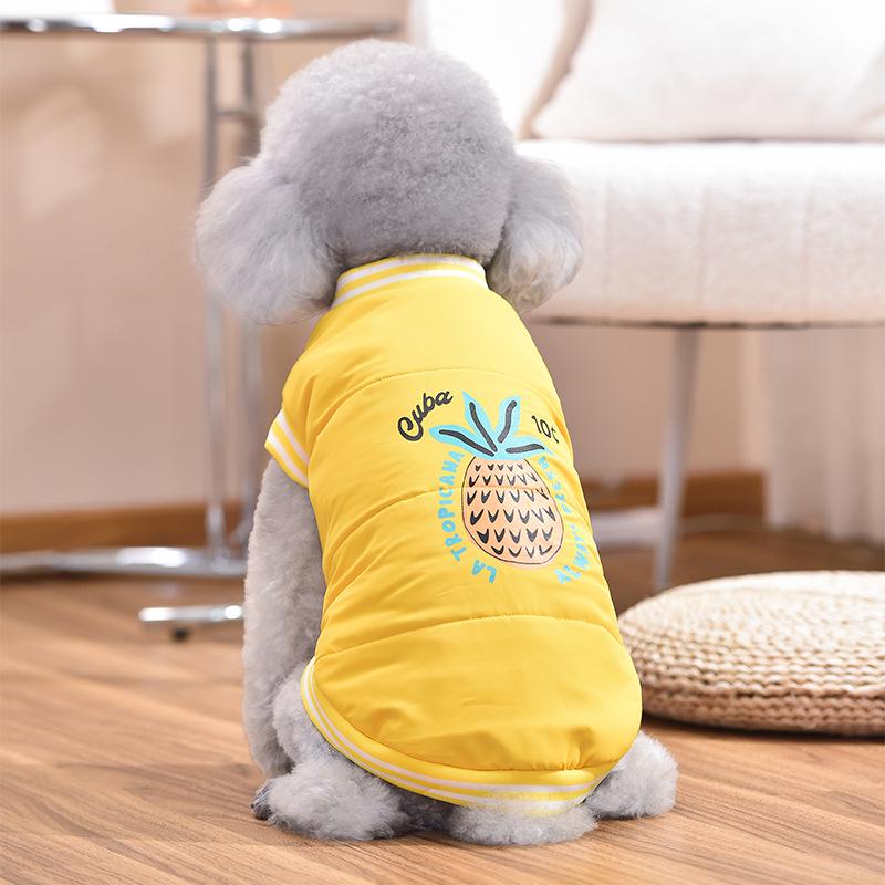 Autumn/Winter Warm Pineapple Pattern Windproof Cotton Pet Clothes for Small/Medium Dogs & Cats