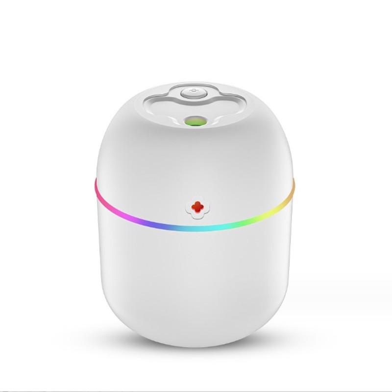 Mini Desktop Humidifier with 7-Color LED, Silent Below 36dB, Ideal for Home, Car, and Office White, Pink, Green