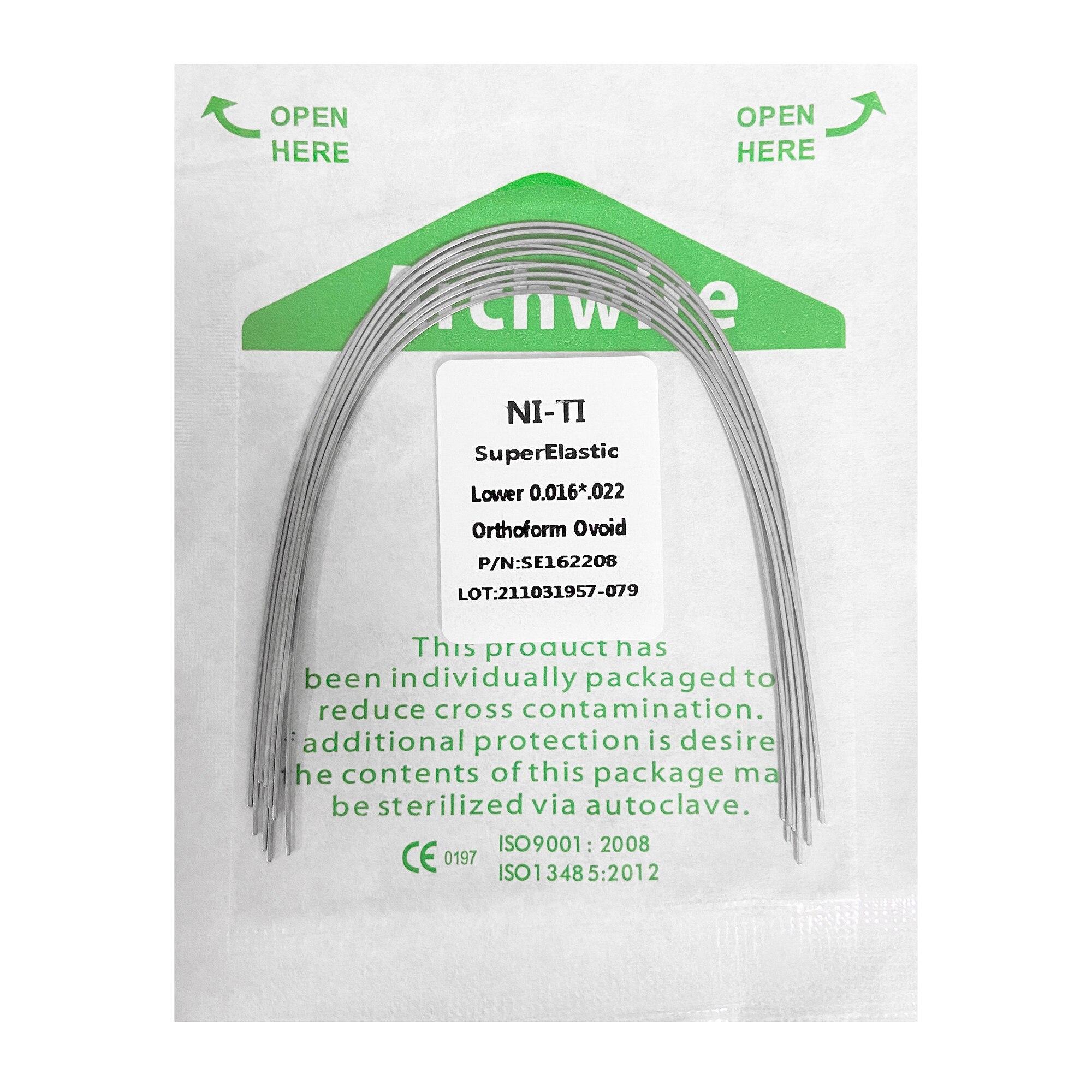 

10 шт./упак. ортодонтические стоматологические суперэластичные овоидные нити круглые/прямоугольные арочные проволоки стоматологические нити арочные проволоки Ovoid 16x22 Lower