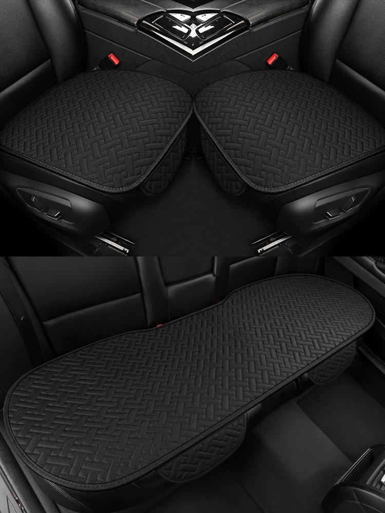 Linen Car Seat Cover Suitable For All Seasons, Small Three Piece Single Seat Anti-Skid Protector, Universal For Most Suvs, Truck
