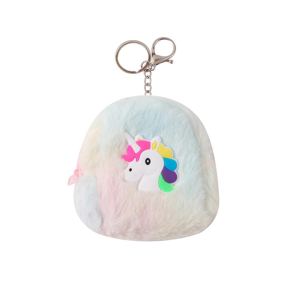 New Children's Unicorn Cartoon Wallet Plush Coin Purse Earphone Storage Bag Pouch Keychain Pendant Coins Wallet Kids Cute Purse