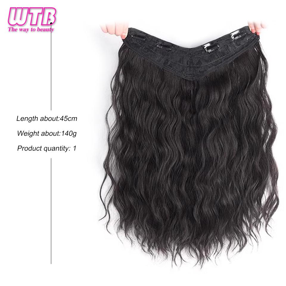 WTB syntetisk vann krusning hårforlengelse parykk fluffy bølget krøllete hår Naturlig usynlig parykk kvinne