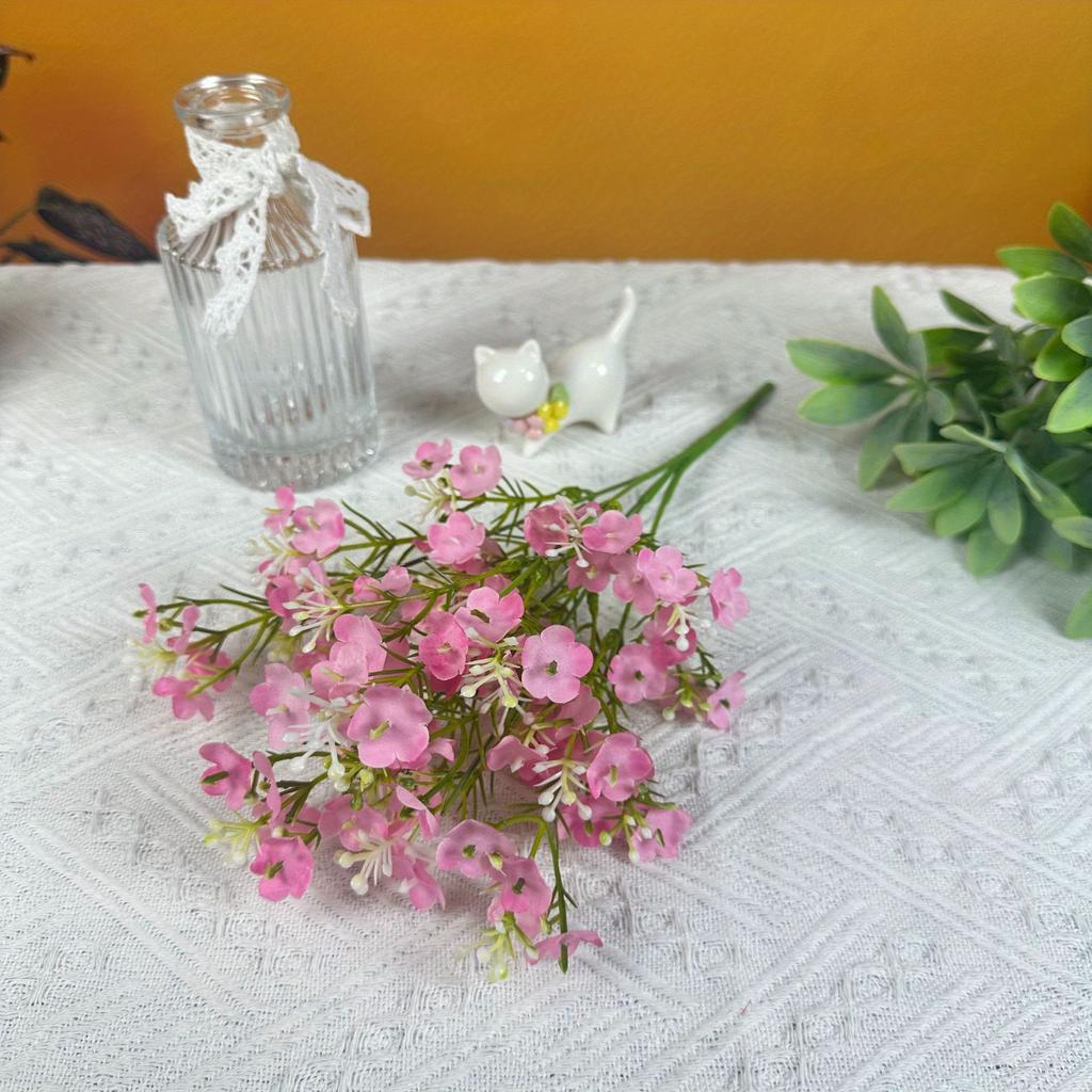 1Pc Fresh Pastoral Style Simulation 5-pronged Wintersweet Baby's Breath Bunch of Flowers