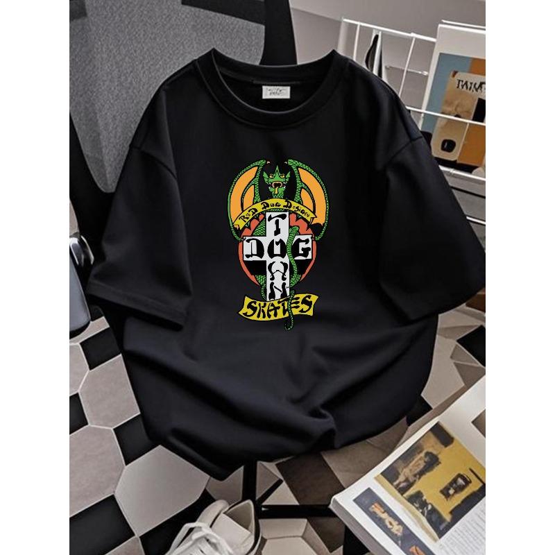 Dogtown Skateboards Shirt Streetwear Fashion Soft Breathable Casual Stylish Top for Casual Attire Homme Designer Clothes S чёрный