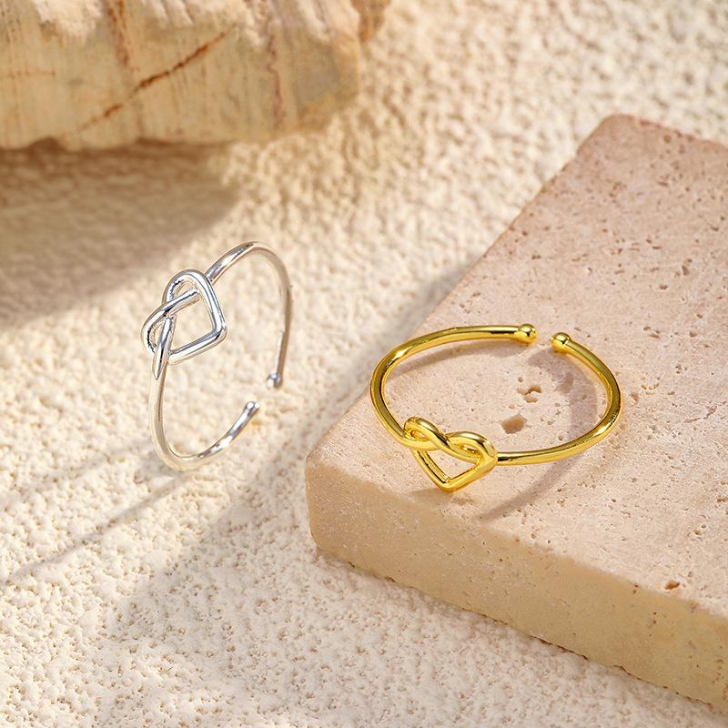 Simple Hollow Love Opening Adjustable Ring High Sense European and American Non-fading Tail Ring Jewelry Women's Jewelry