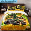 Electric Monster Truck Art 3pcs Bedding,Including 1pc Duvet Cover And 2pcs Pillowcases Perfect for Christmas,Ideal for Bedroom, Dormitory