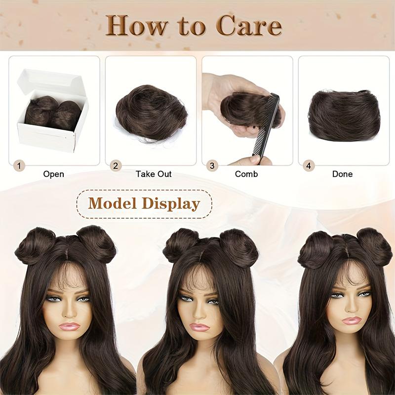 1PC Natural Durable Wig Soft Hair Realistic Straight Lazy-Friendly Hair Seamless Tie Voluminous
