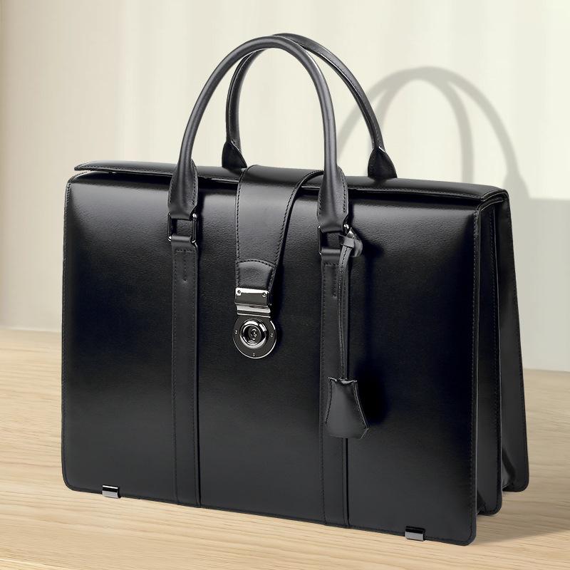 Sac à main en cuir véritable pour homme, porte-documents à combinaison, sacoche d'ordinateur, grande capacité, en cuir de vache