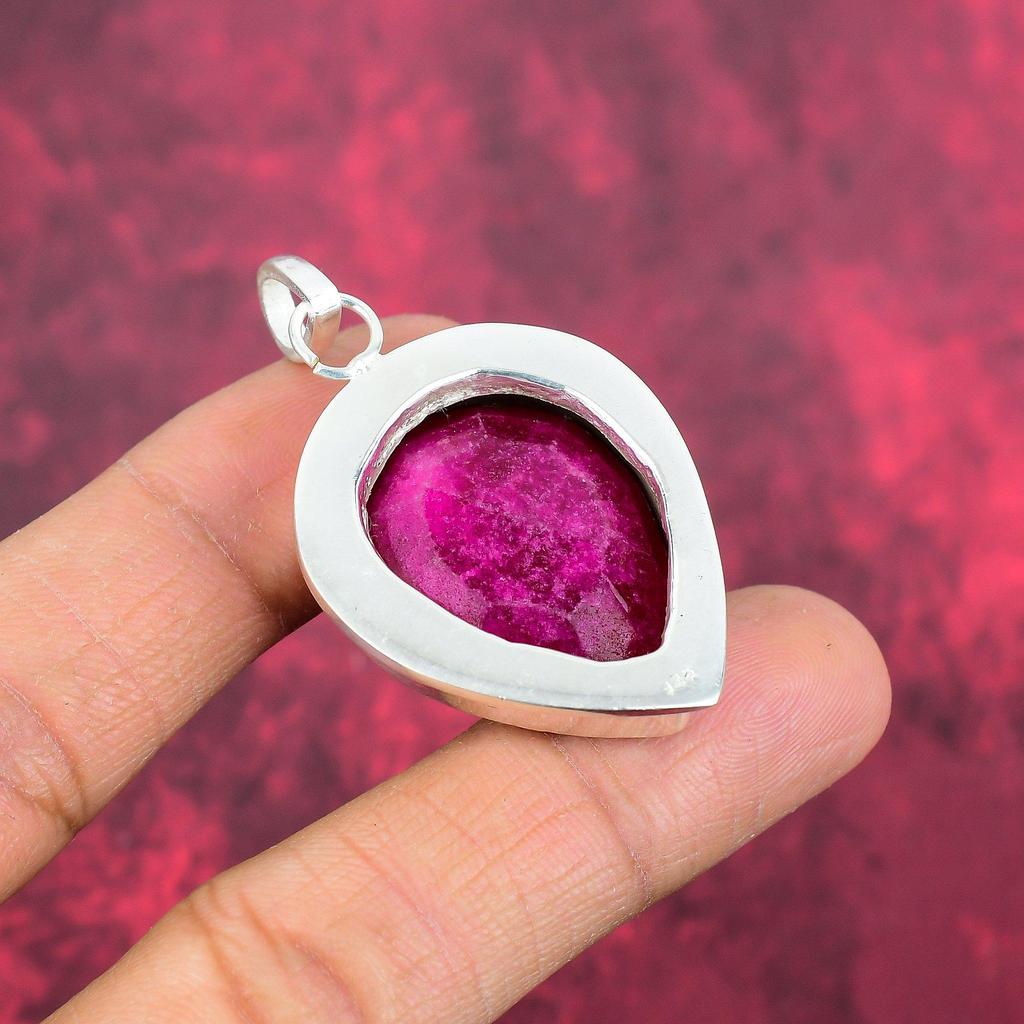 Rubin-Anhänger, Edelstein-Schmuck, 925er Sterling-Silber, handgefertigter Anhänger, neuster Design-Schmuck