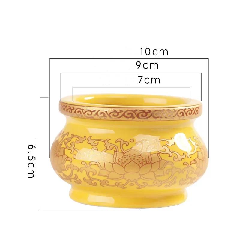 Chinese Traditional Ceramic Incense Burner Ornaments Guanyin Worship Incense Burner Decoration Feng Shui Buddha Hall Supplies