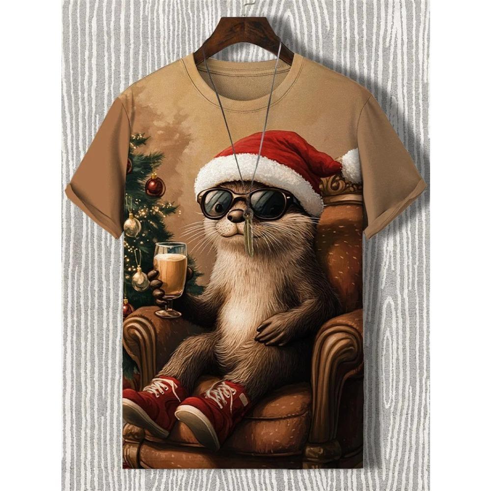 3D T-shirt Men's Cat Printed Comfortable Short Sleeved Comfortable Versatile T-shirts Fashionable