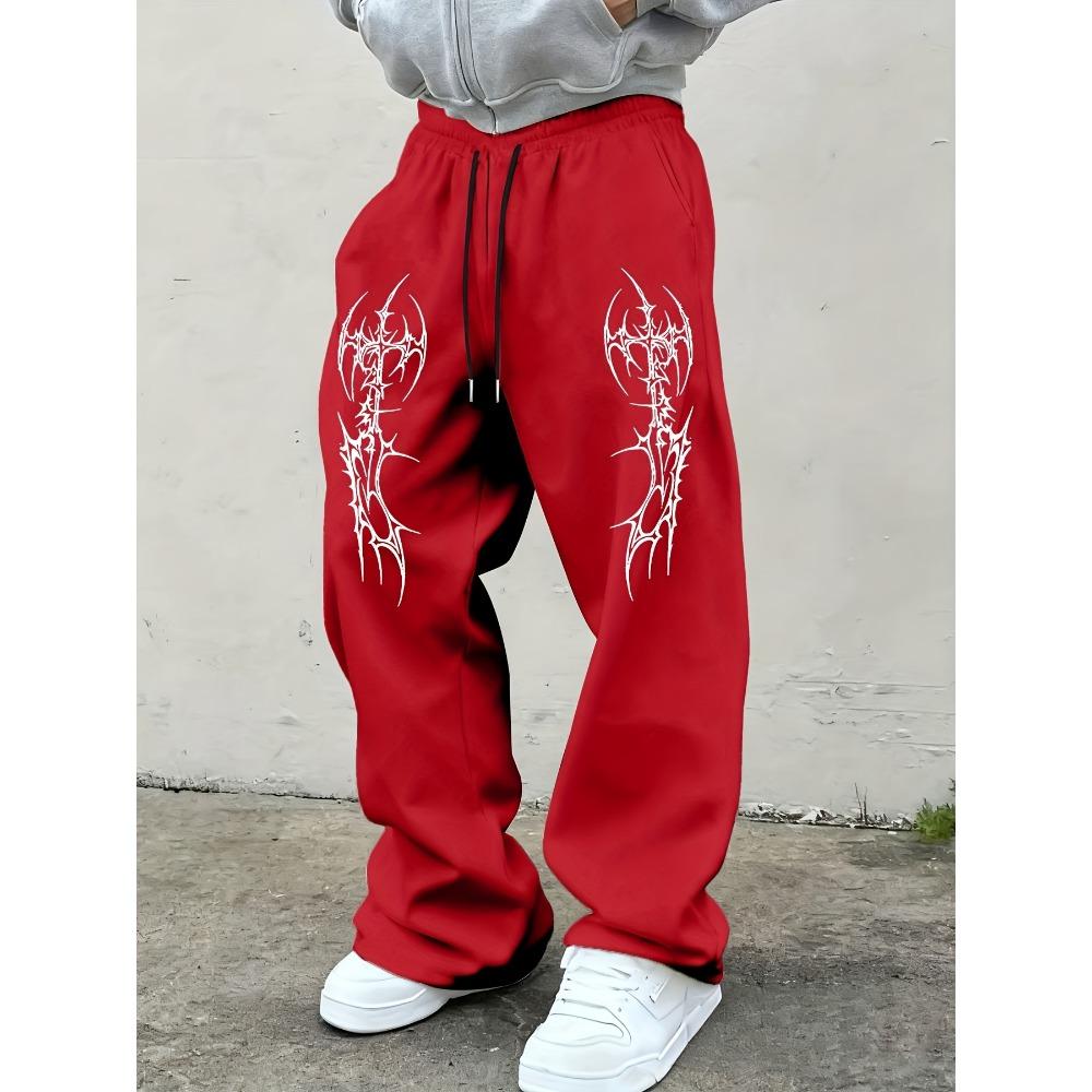 Men's Multifunctional Solid Color Drawstring Loose Casual Sports Pants, Suitable for Outdoor and Family Activities