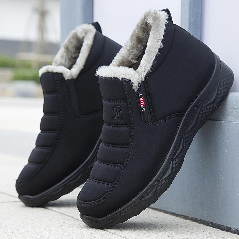 Women'S Shoes Snow Boots Ankle Woman  Trend Felt Waterproof Booties Winter Footwear Padded Man Low Heels Female Casual 44 45