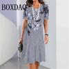 Elegant Short Sleeve Dress Summer Woman Clothing 3d Print Dresses Fashion Party Evening Dress Retro Autumn Streetwear