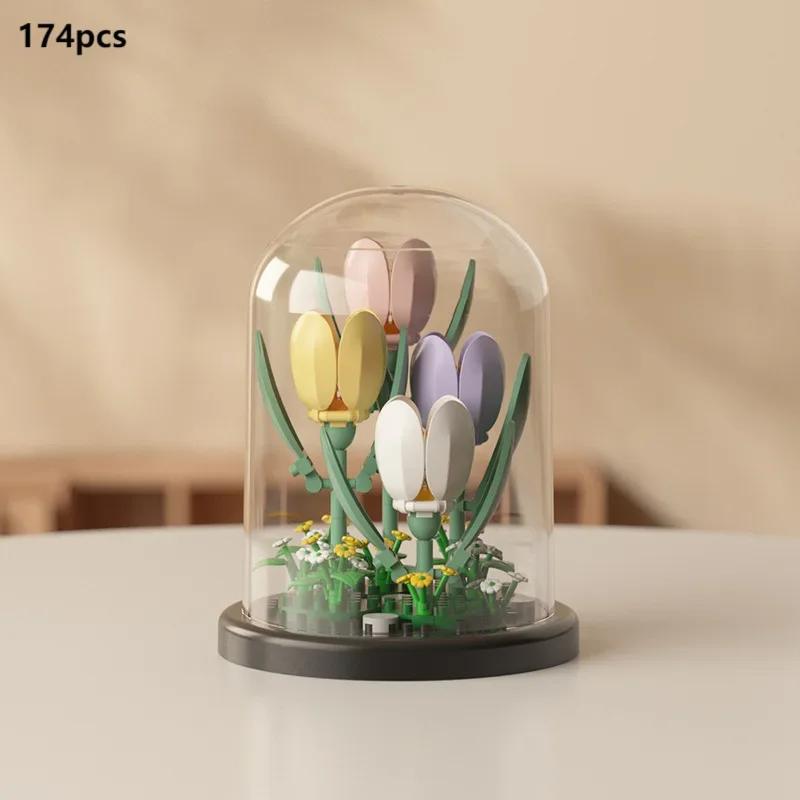 MOC Eternal Bouquet Rose Building Blocks Flower Building 3D Set DIY Eternal Bouquet Display Box Brick Toy for Home Office Decor