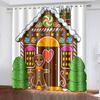 Dekoracja świąteczna Zasłona 3D Cartoon Święty Mikołaj Choinka Poliester Tkanina Zasłona Wzór Bałwana Świąteczna Atmosfera