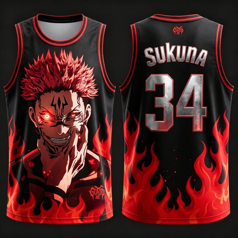 2026 Nový JUJUTSU KAISEN Č.1 2 77 23 11 34 45 Anime tílko Pánské dospělé 3D tištěné Speciální basketbalové tílko Dětské Prodyšné