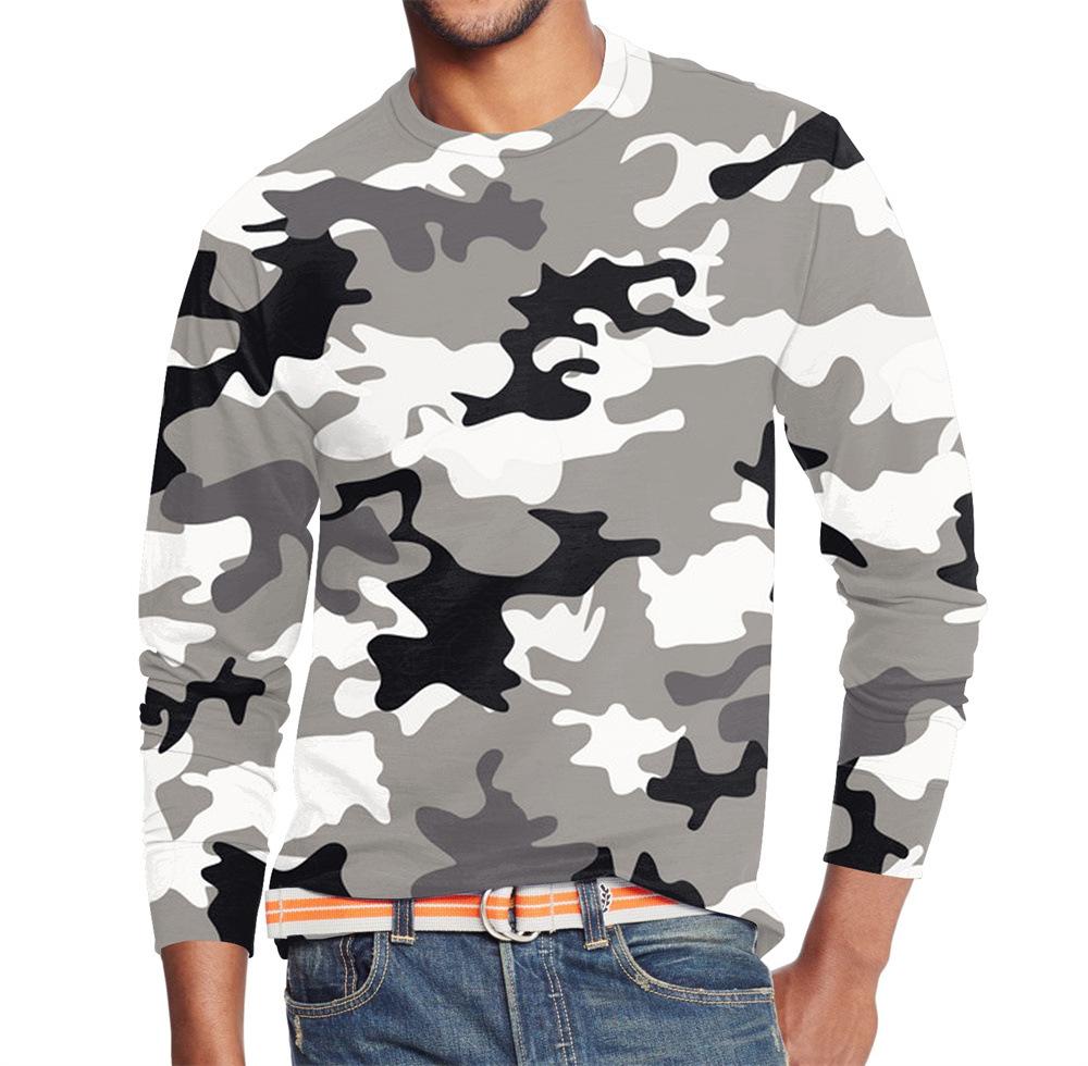 Men's Summer Long Sleeve 3d Camouflage Graphic Print T-Shirt Top Men Streetwear Clothing O Neck Long Sleeve T-Shirt Women's Pullover