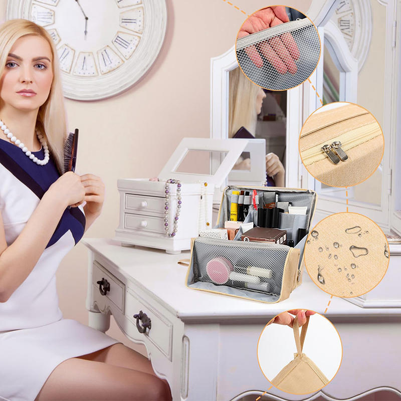 1PC Vertical Makeup Bag, Multi-Purpose Large-Capacity Oxford Cloth Vertical Makeup Bag, Portable Waterproof with Compartment