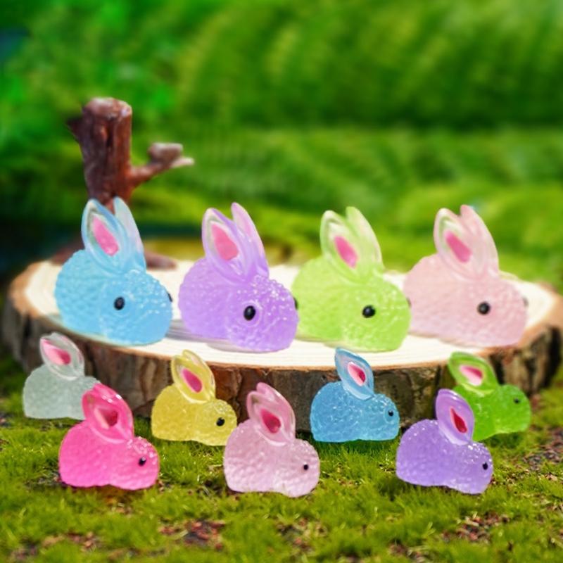 Pack of 500 Glow in the Dark Resin Rabbits Miniature Bunnies Figurines for Micros Landscape Decoration Craft Supplies