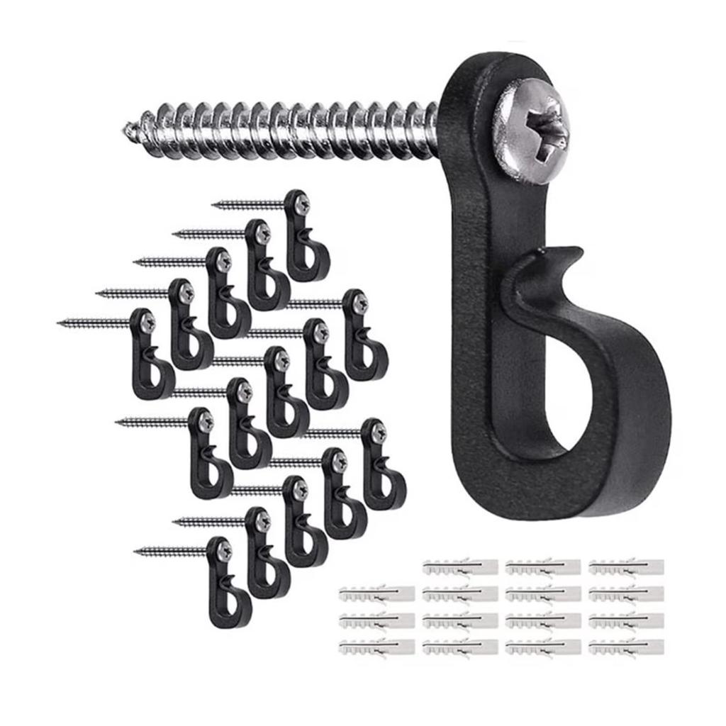 20 outdoor string light hooks, screw hooks for hanging Christmas lights, light strings, and LED clips, wall and patio hooks suitable for the garage