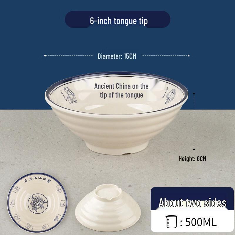 

6-inch Commercial Chinese Style Melamine Noodle Bowl