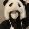 Winter female panda plush hat cute cartoon ear cap fluffy warm windproof cover