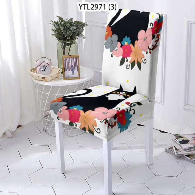 Animal Style Chairs Covers Cover For Dining Chair Cat Pattern Elastic Chairs Covers Case Stretch Home Removable Chair